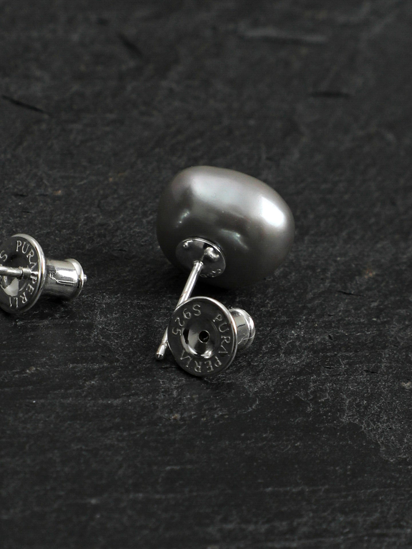 Grey Baroque Pearl Stud Earrings