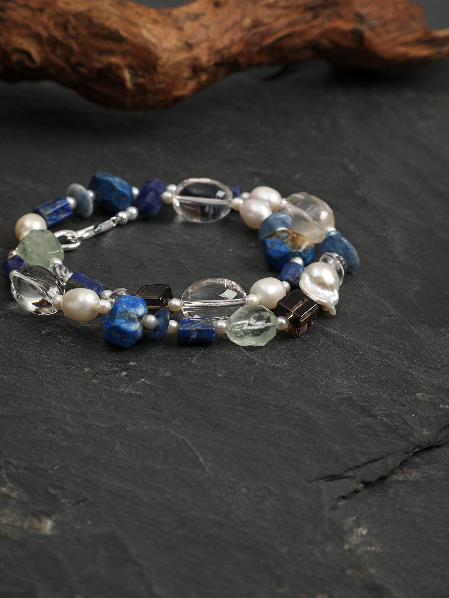 Natural Lapis Lazuli and Mixed Crystal Statement Necklace