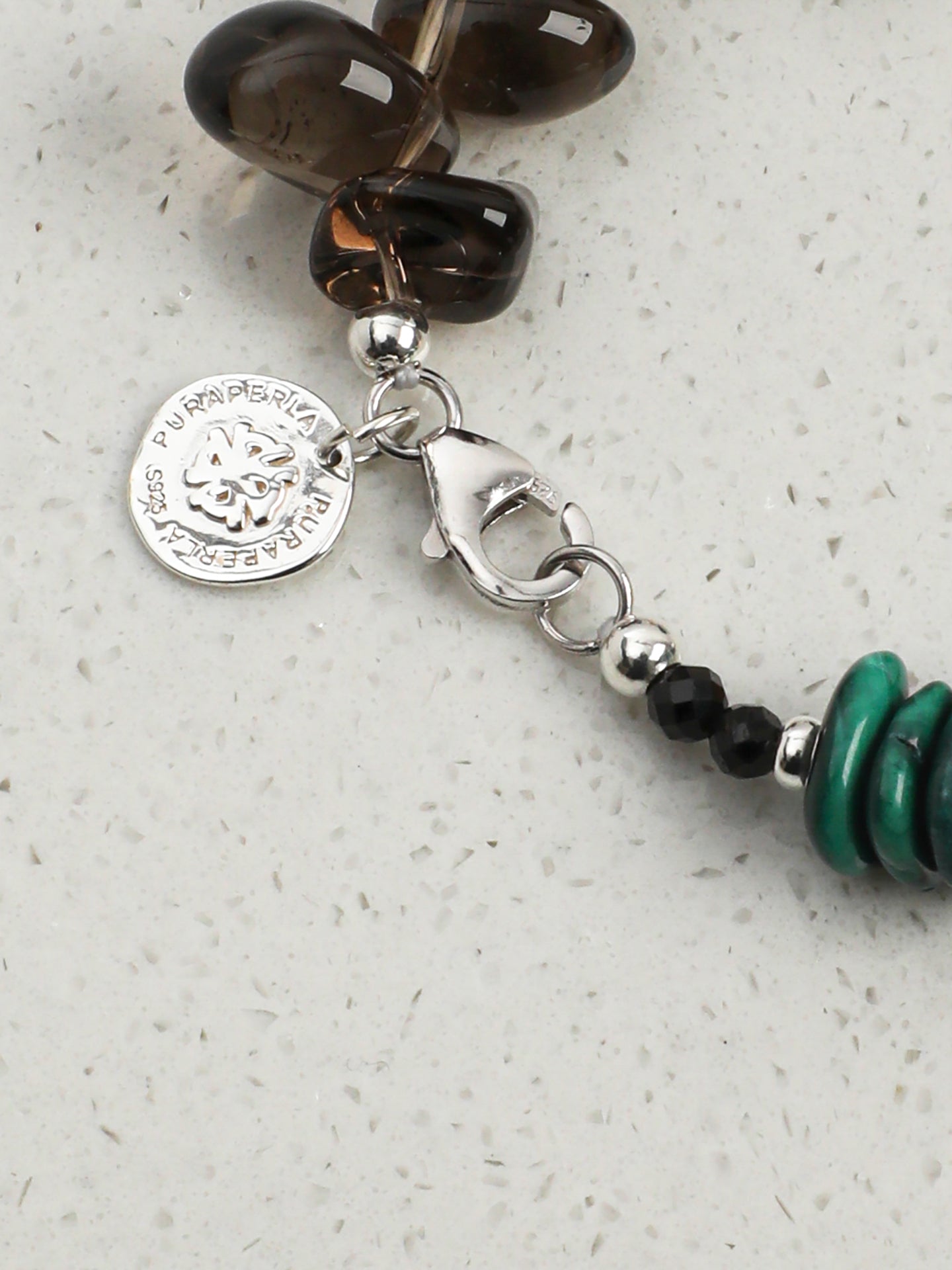 Natural Malachite and Smoky Quartz Multi-Gemstone Bracelet