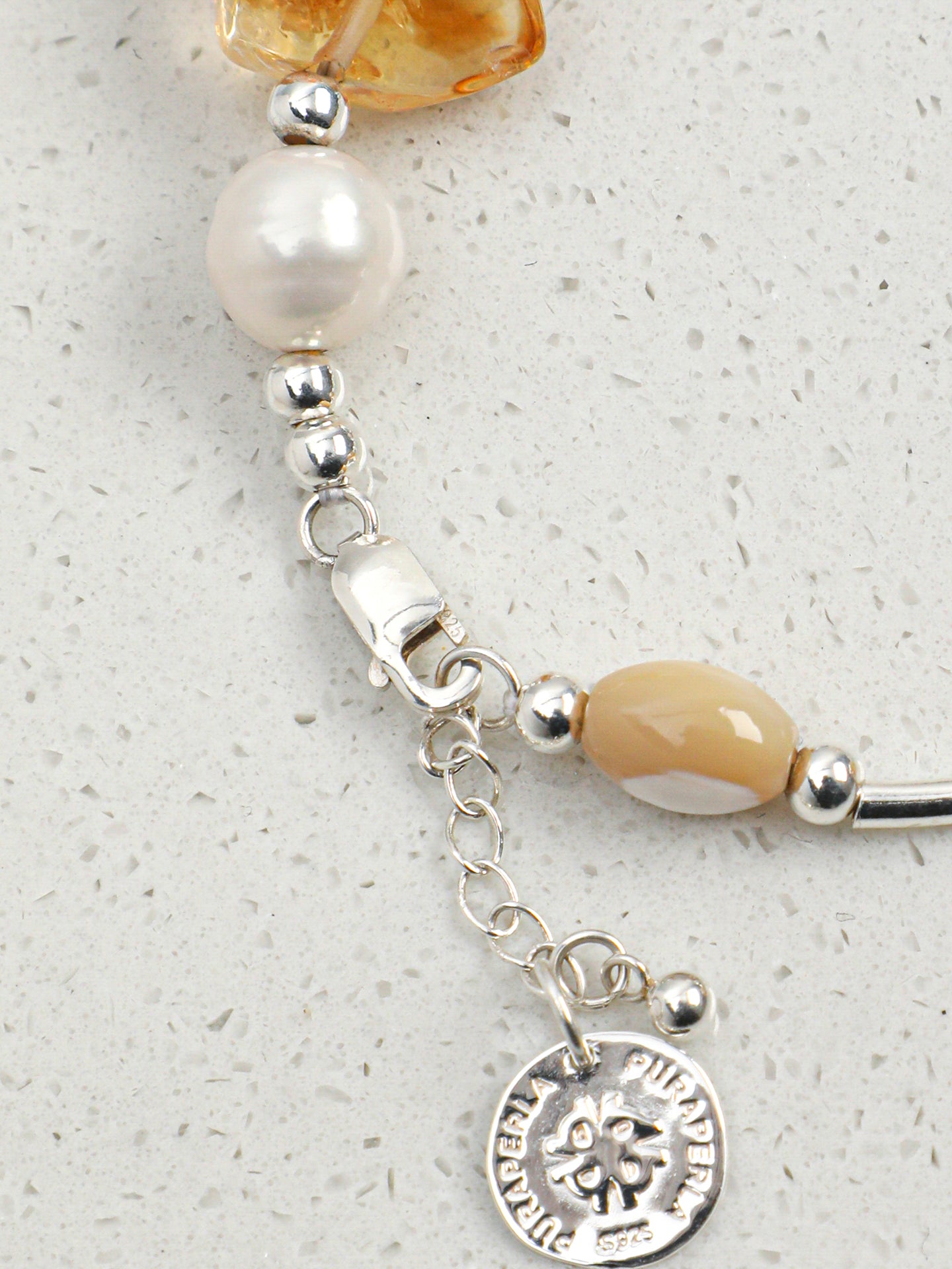 Natural Citrine and Clear Quartz Bar Bracelet