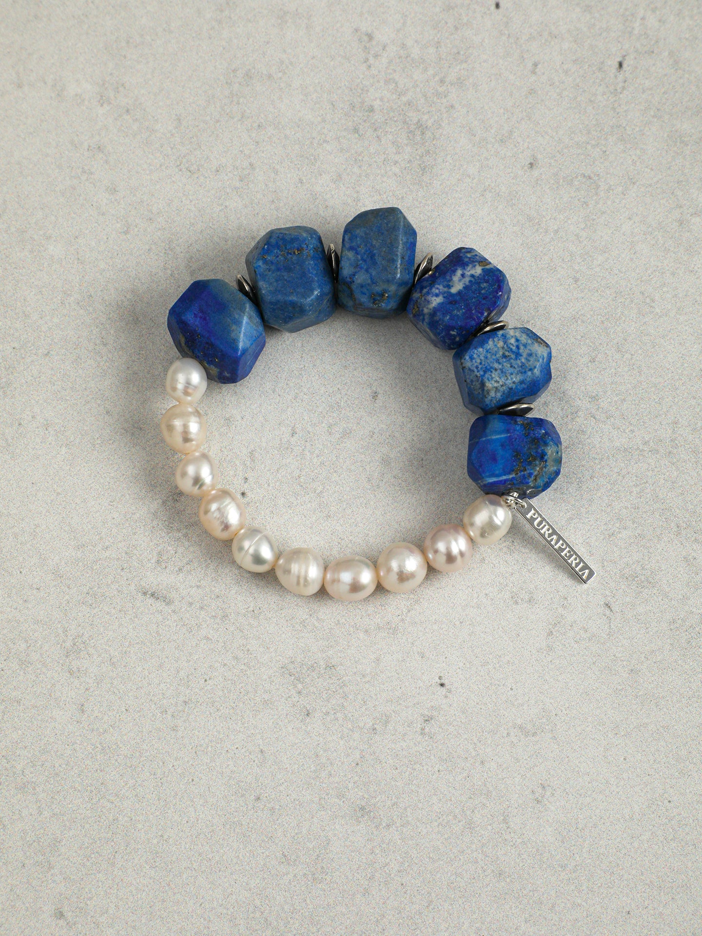 Natural Lapis Lazuli and Freshwater Pearl Bracelet