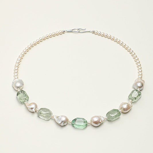 Green Quartz & Baroque Pearl Necklace: Crystal Energy & Styling Guide | Linjora