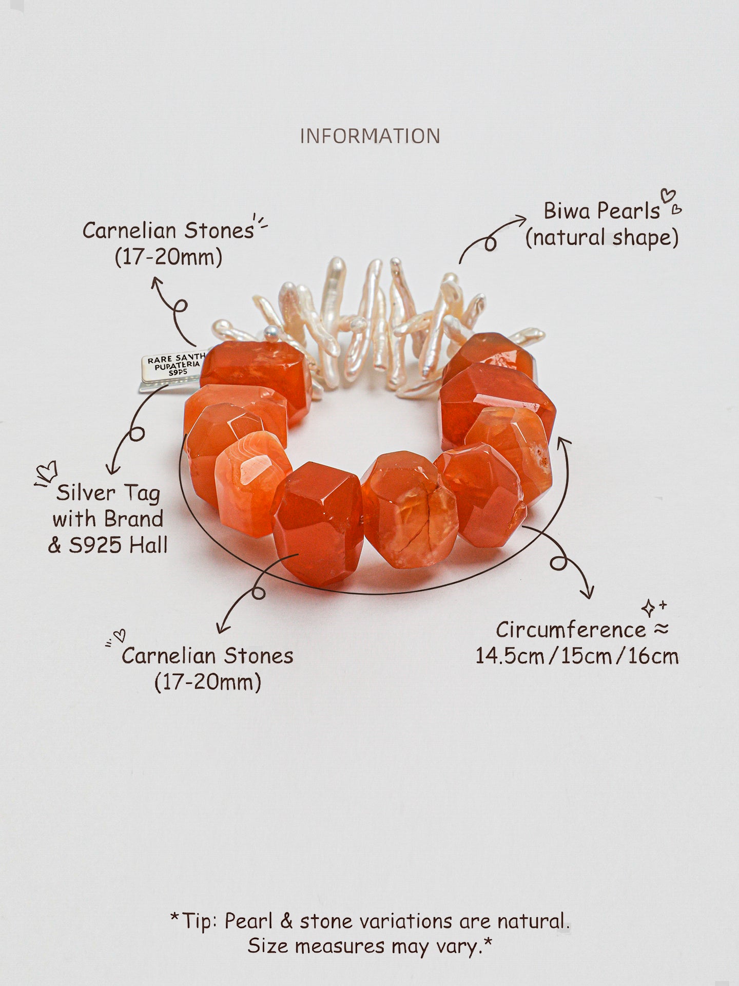 The Sunset Carnelian & Baroque Stick Pearl Bracelet