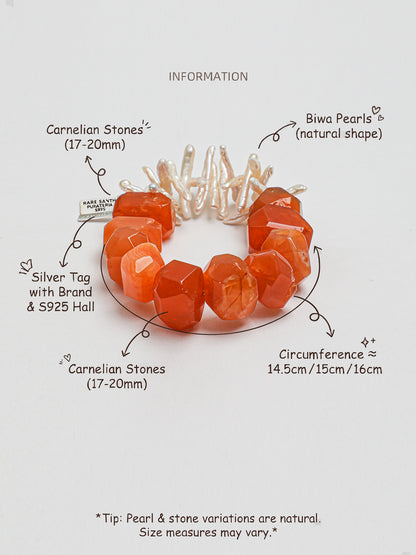 The Sunset Carnelian & Baroque Stick Pearl Bracelet