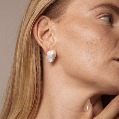 Statement Fishtail Large Baroque Pearl Stud Earrings