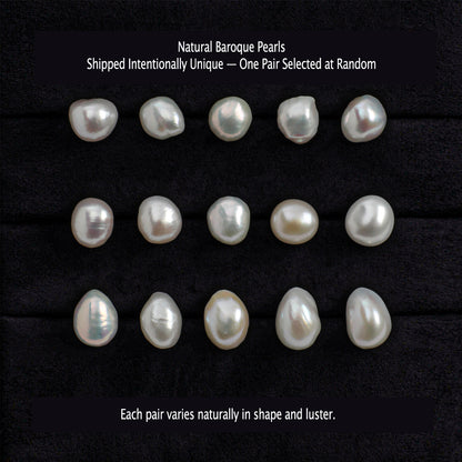 White Baroque Pearl Stud Earrings