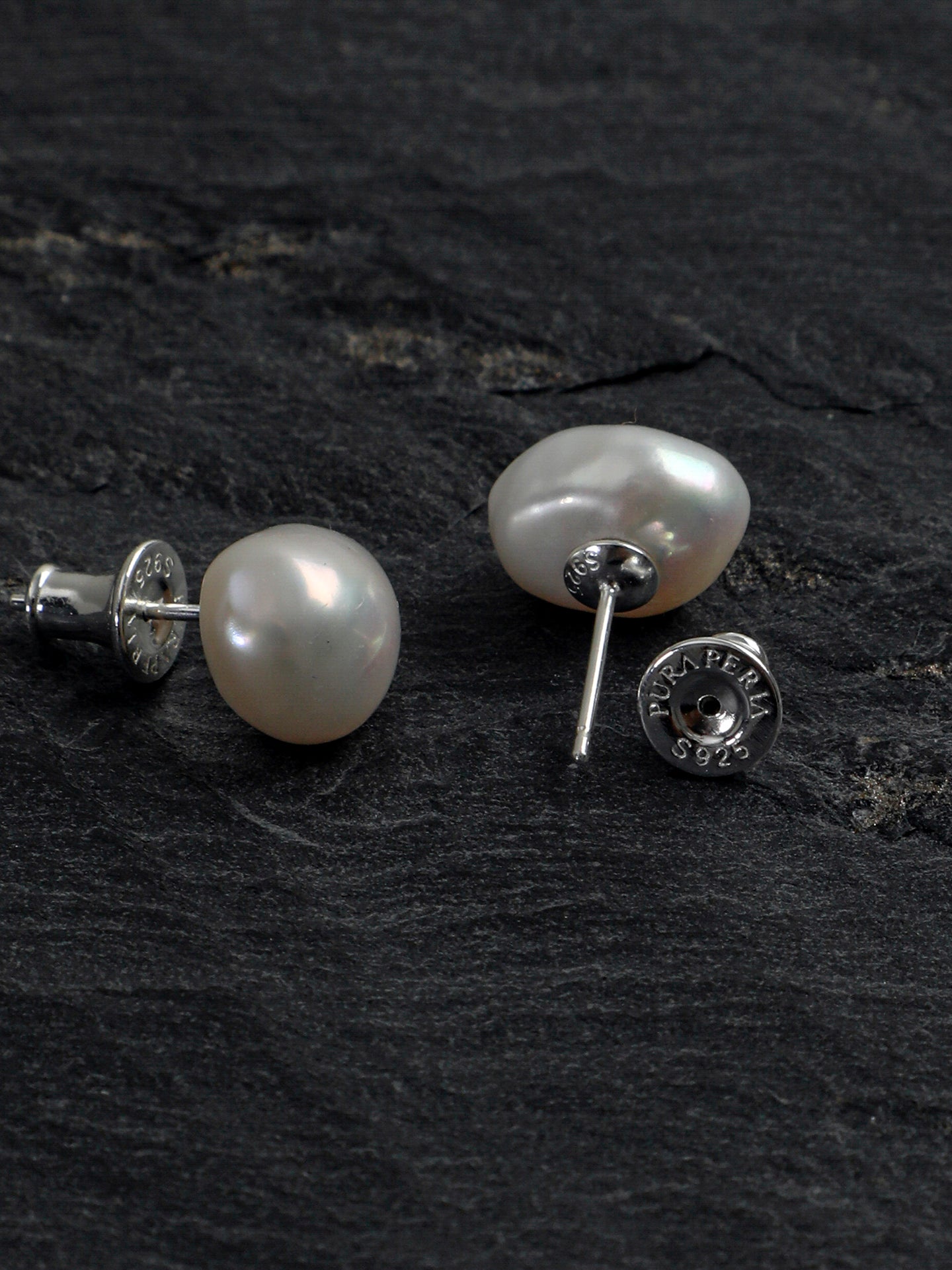 White Baroque Pearl Stud Earrings