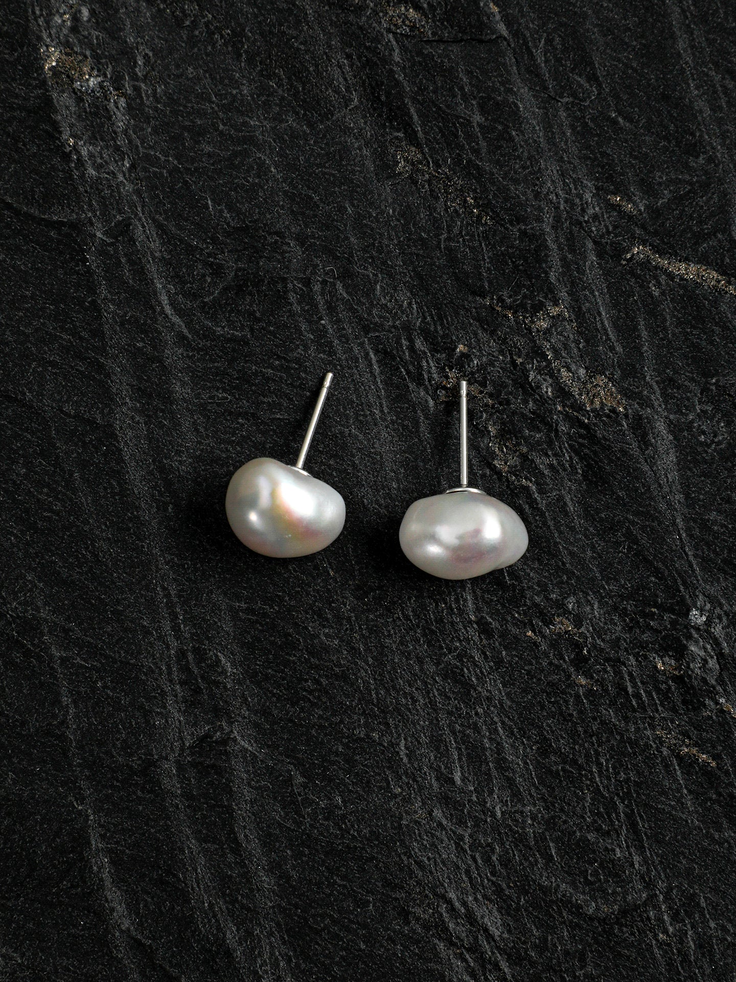White Baroque Pearl Stud Earrings