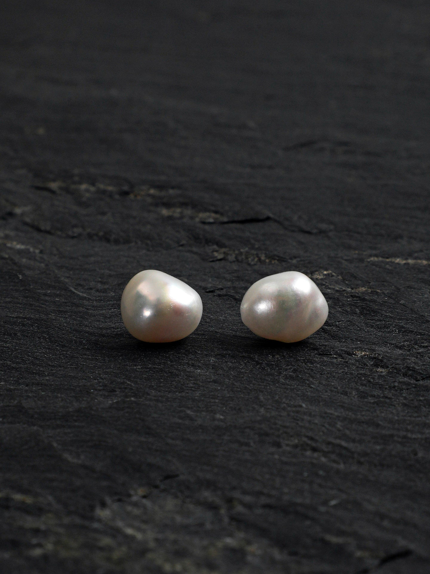 White Baroque Pearl Stud Earrings