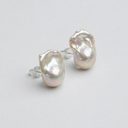 Statement Fishtail Large Baroque Pearl Stud Earrings