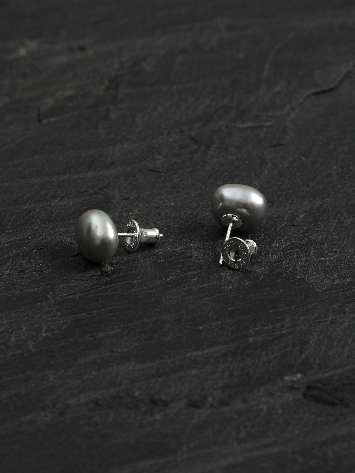 Grey Baroque Pearl Stud Earrings