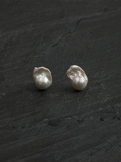 Statement Fishtail Large Baroque Pearl Stud Earrings