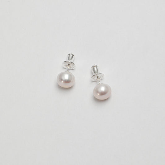 Premium 5A Grade Button Pearl Stud Earrings