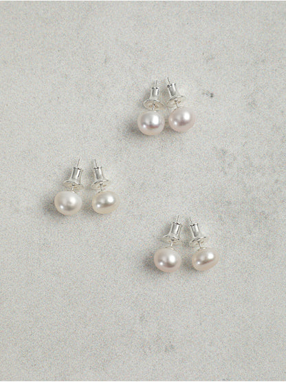 Premium 5A Grade Button Pearl Stud Earrings