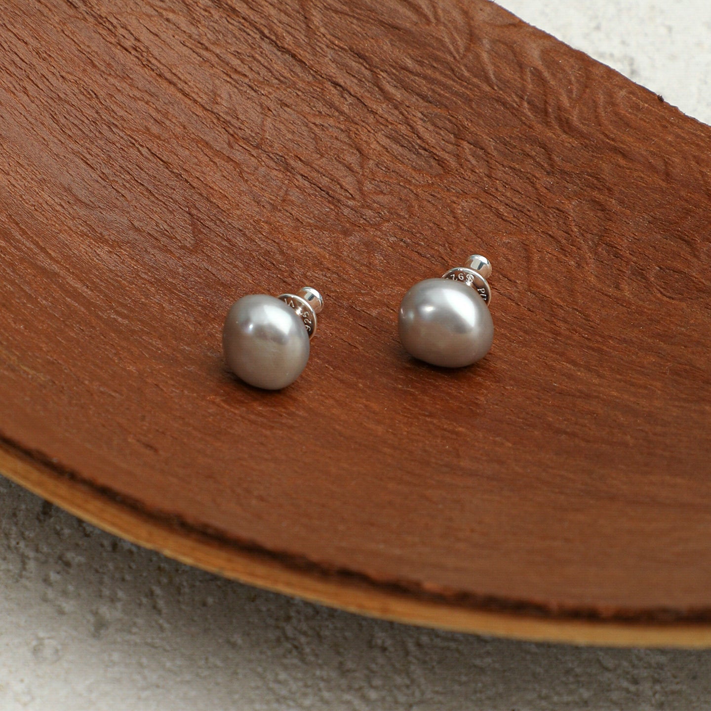 Grey Baroque Pearl Stud Earrings