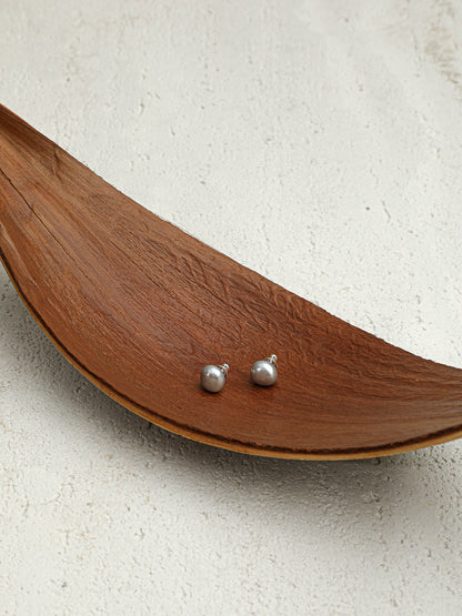 Grey Baroque Pearl Stud Earrings