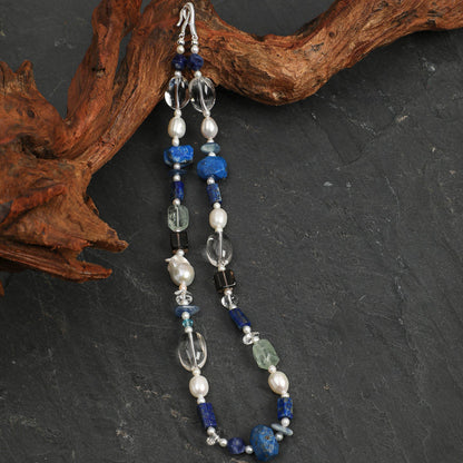 Natural Lapis Lazuli and Mixed Crystal Statement Necklace