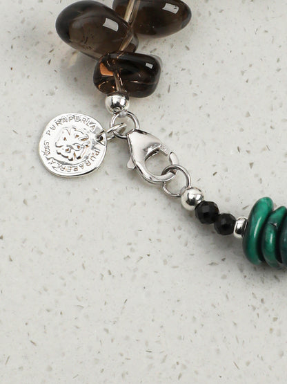 Natural Malachite and Smoky Quartz Multi-Gemstone Bracelet