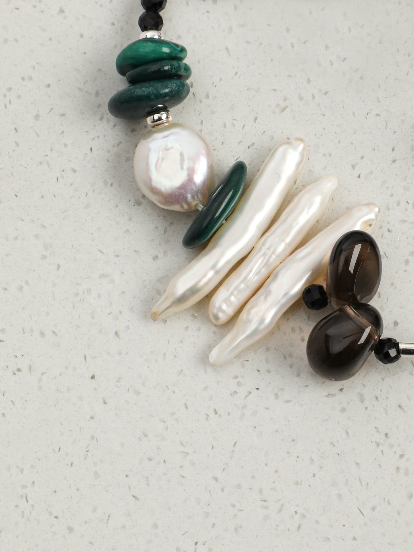 Natural Malachite and Smoky Quartz Multi-Gemstone Bracelet