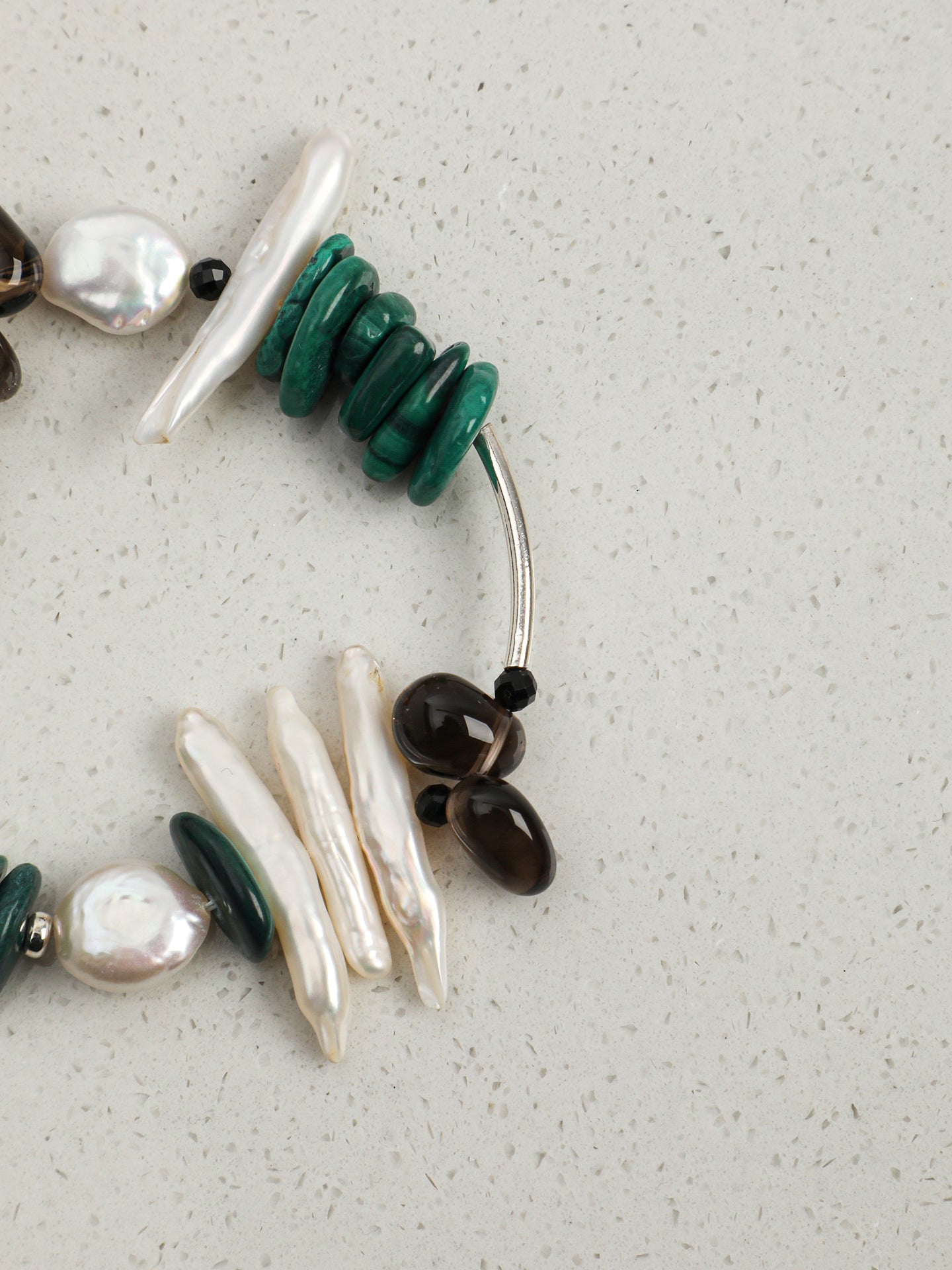 Natural Malachite and Smoky Quartz Multi-Gemstone Bracelet