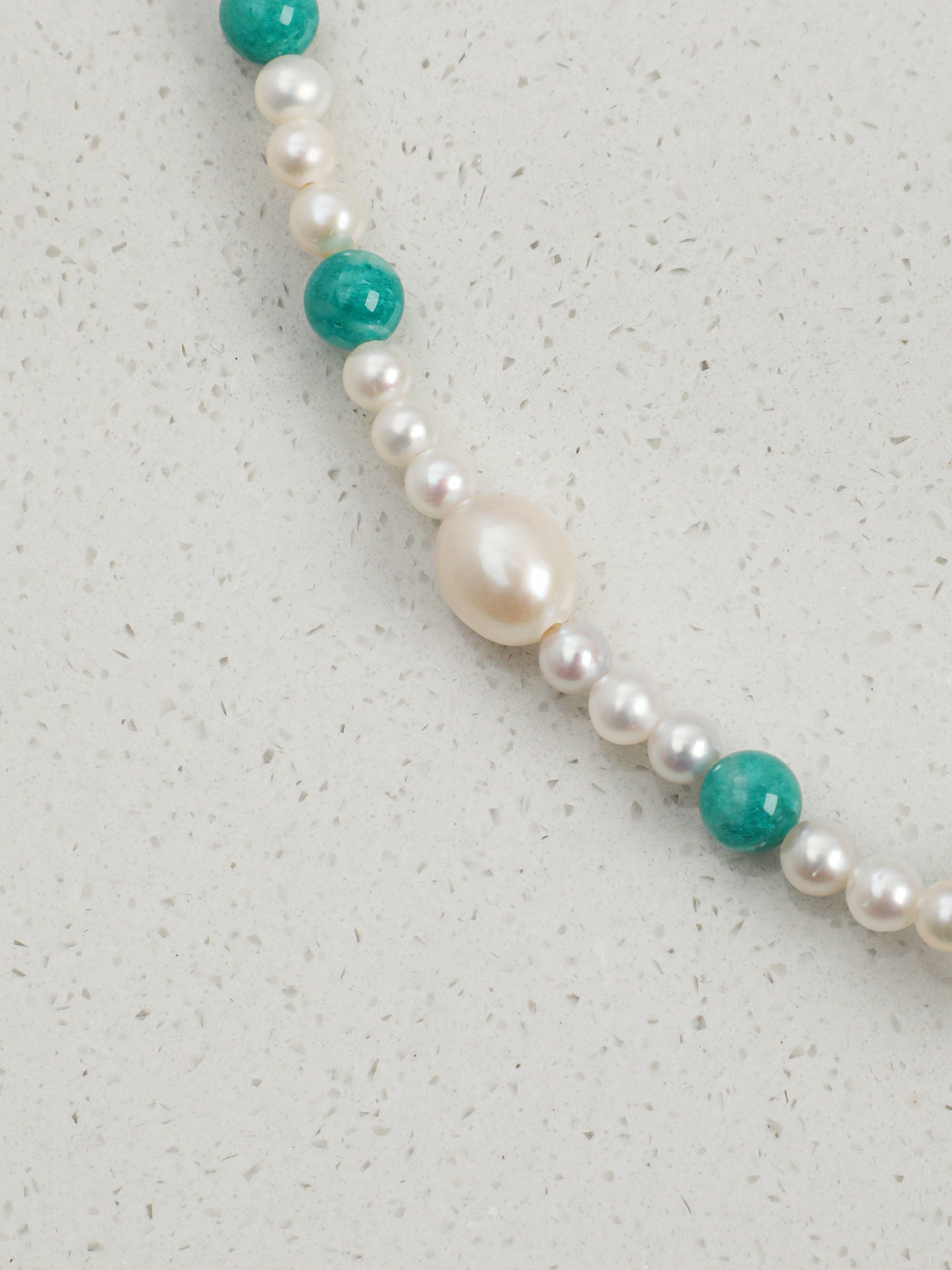 Natural Amazonite and Clear Quartz Beaded Necklace