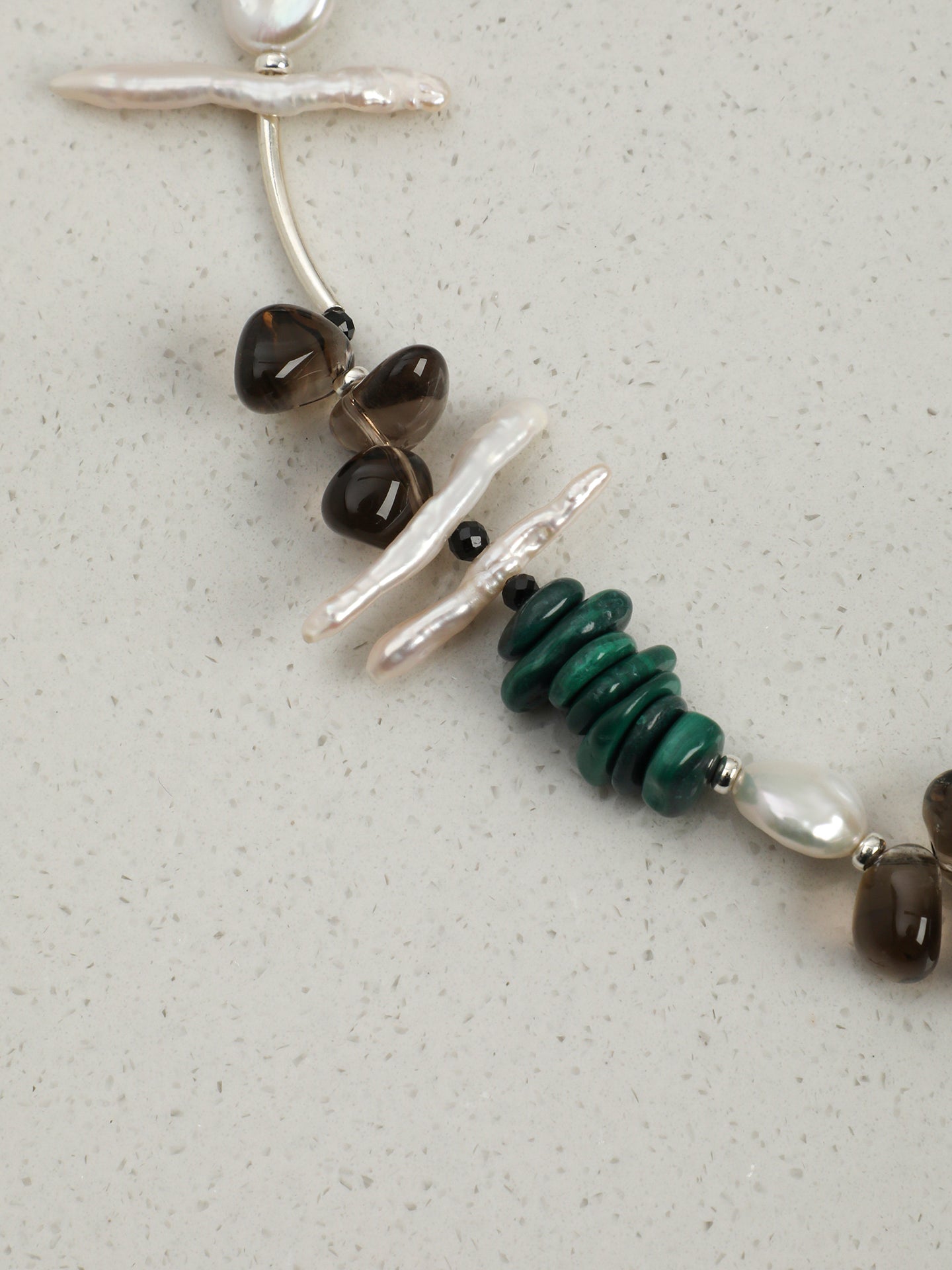 Natural Malachite and Smoky Quartz Statement Necklace