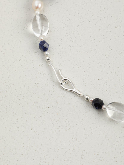 Natural Lapis Lazuli and Mixed Crystal Statement Necklace