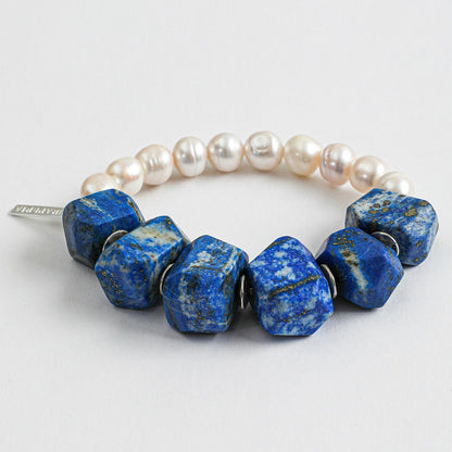 Natural Lapis Lazuli and Freshwater Pearl Bracelet