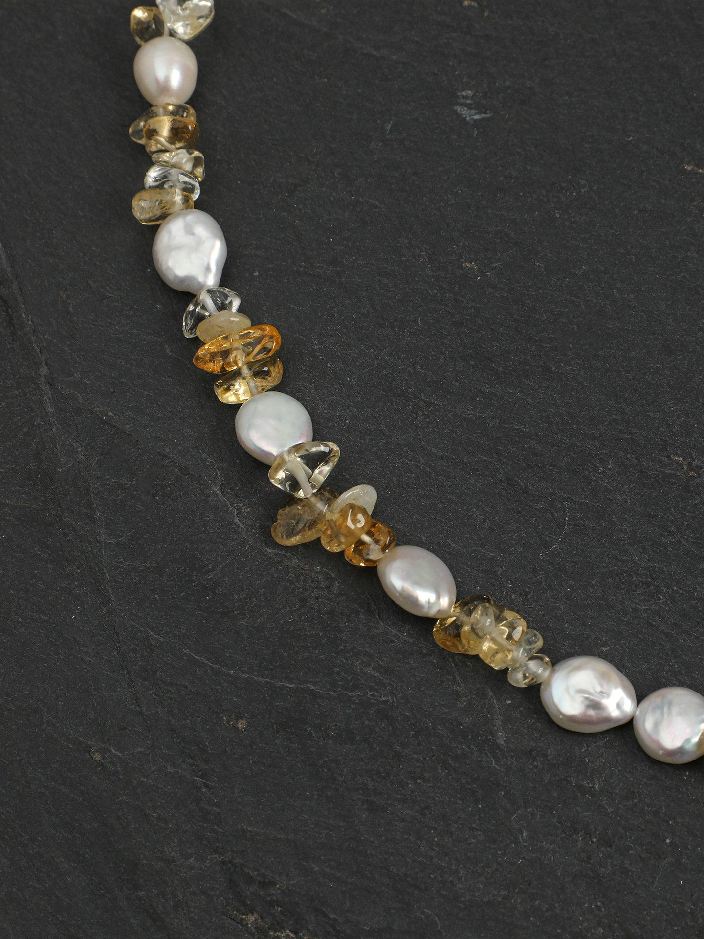 Natural Citrine and Sculptural Baroque Pearl Statement Necklace