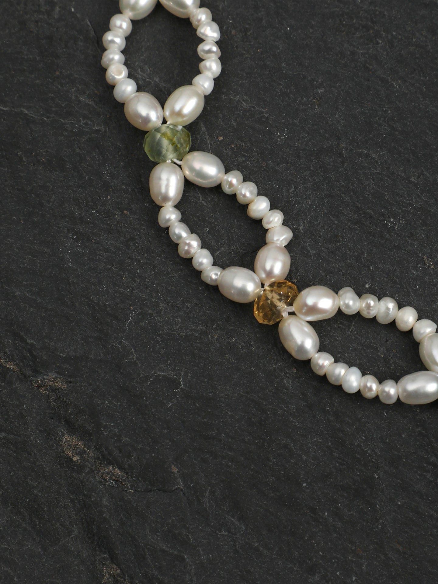 Multi-Gemstone Topaz Citrine Agate Pearl Lace Bracelet