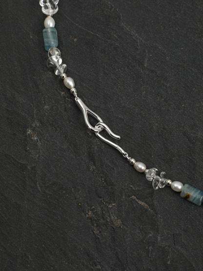 Natural Blue Kyanite and Clear Quartz Choker Necklace