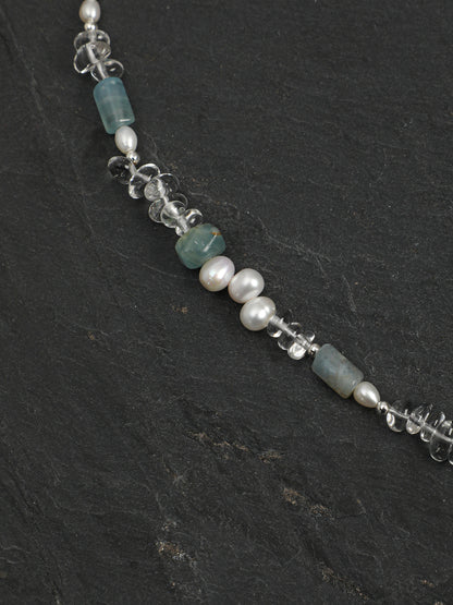 Natural Blue Kyanite and Clear Quartz Choker Necklace