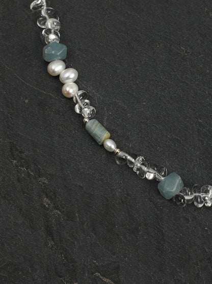 Natural Blue Kyanite and Clear Quartz Choker Necklace