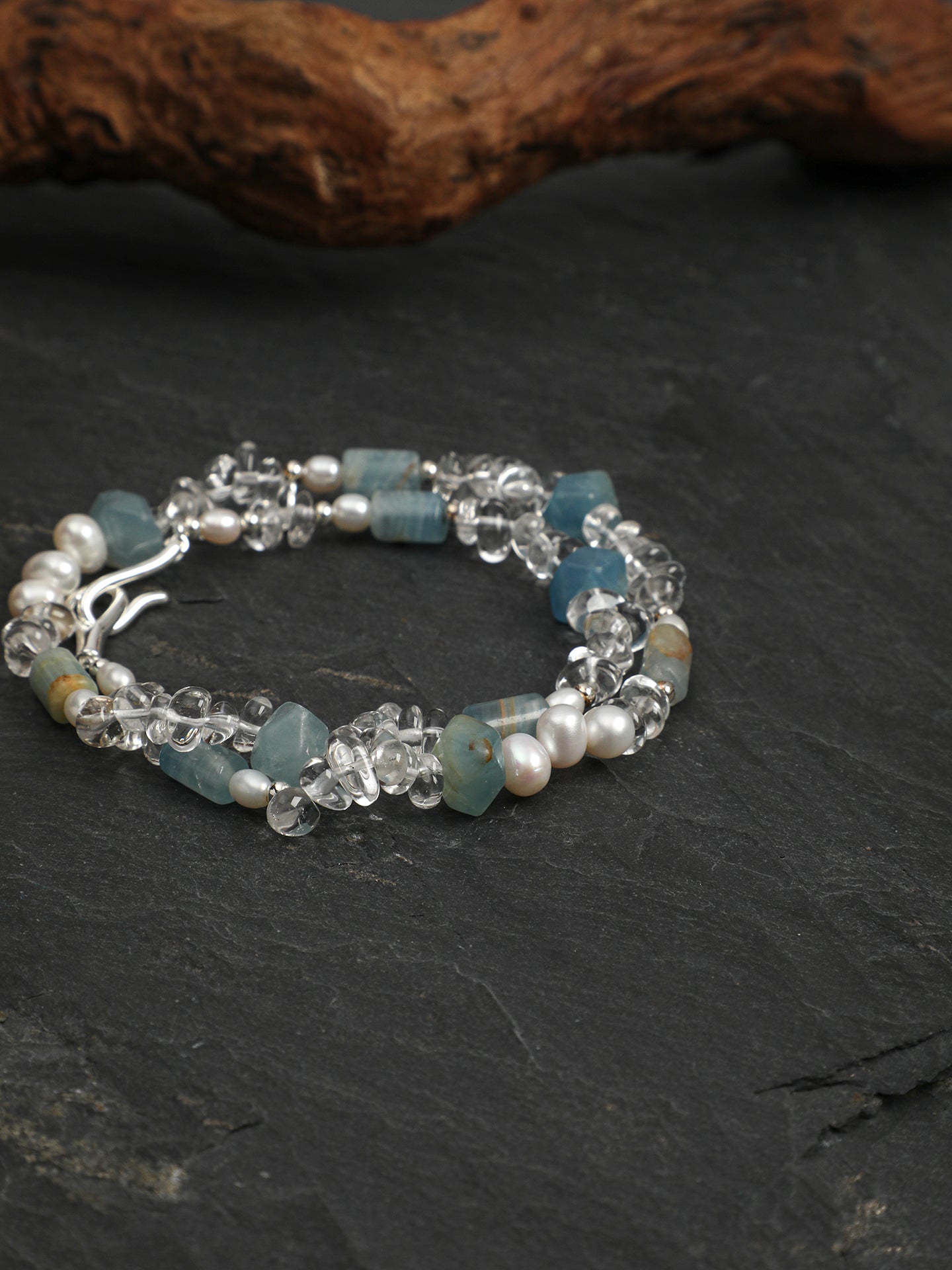 Natural Blue Kyanite and Clear Quartz Choker Necklace