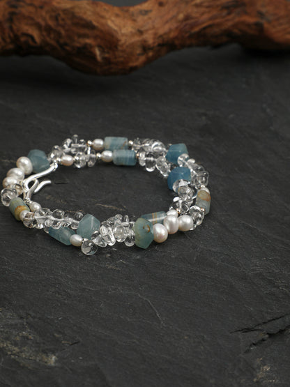 Natural Blue Kyanite and Clear Quartz Choker Necklace