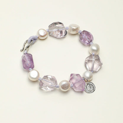 Natural Amethyst and Baroque Pearl Bracelet
