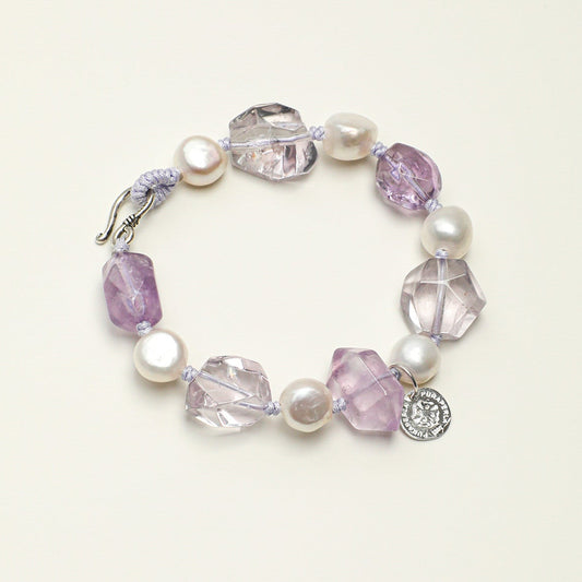 Natural Amethyst and Baroque Pearl Bracelet