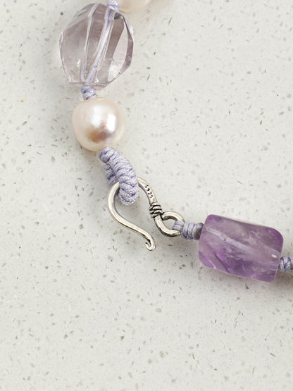 Natural Amethyst and Baroque Pearl Bracelet