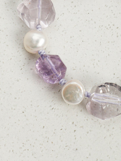Natural Amethyst and Baroque Pearl Bracelet