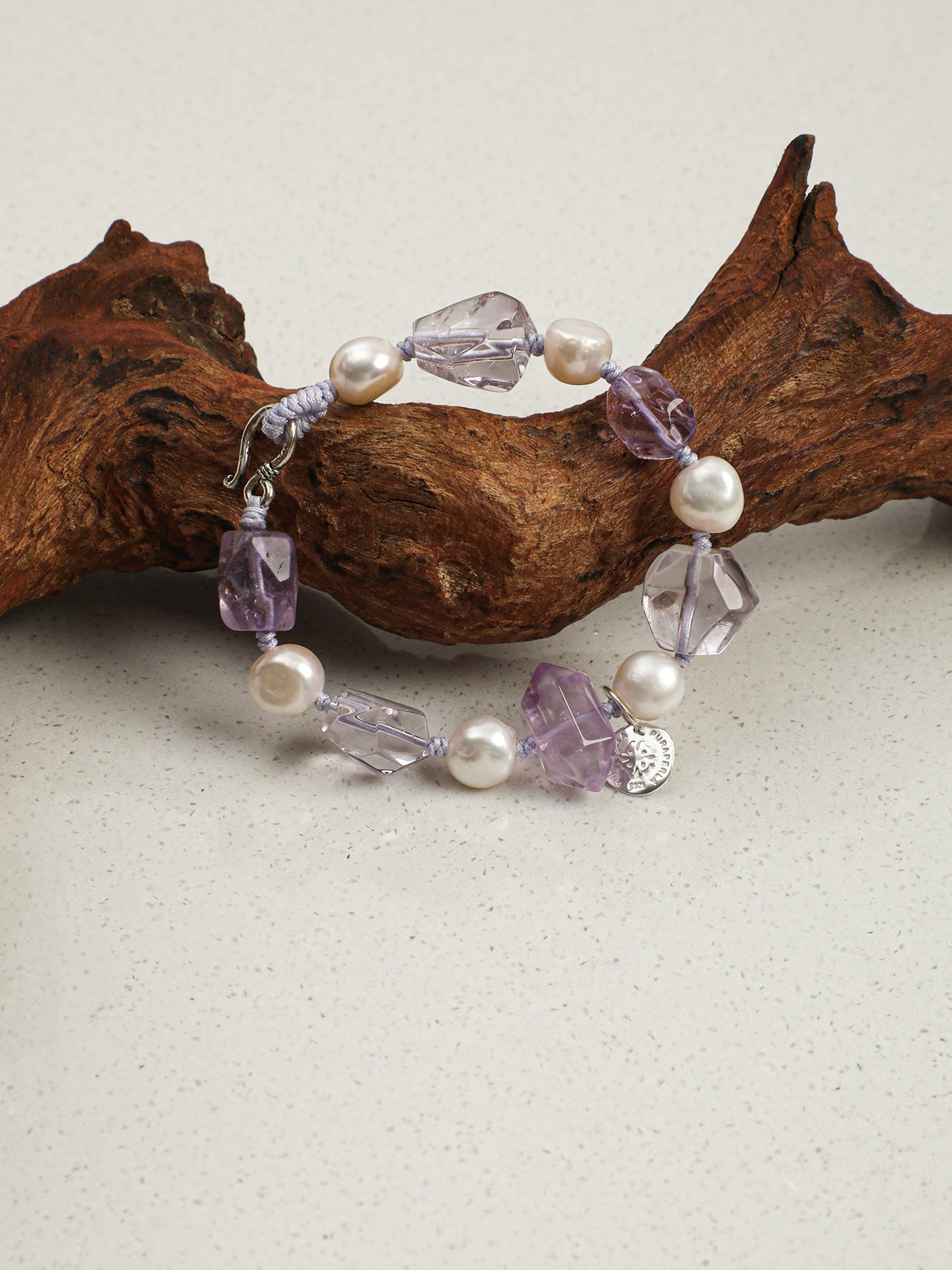 Natural Amethyst and Baroque Pearl Bracelet