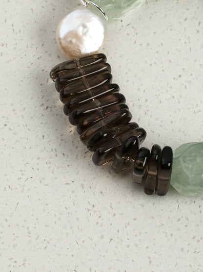 Natural Green Quartz and Baroque Pearl Bracelet
