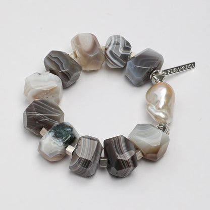 The Earth-Born Persian Agate & Baroque Pearl Statement Bracelet