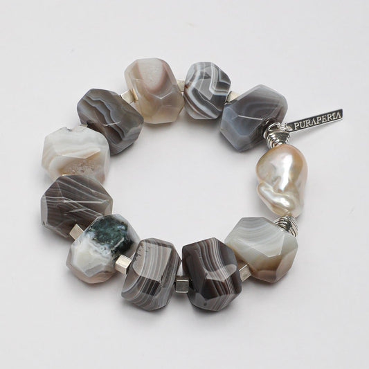 The Earth-Born Persian Agate & Baroque Pearl Statement Bracelet