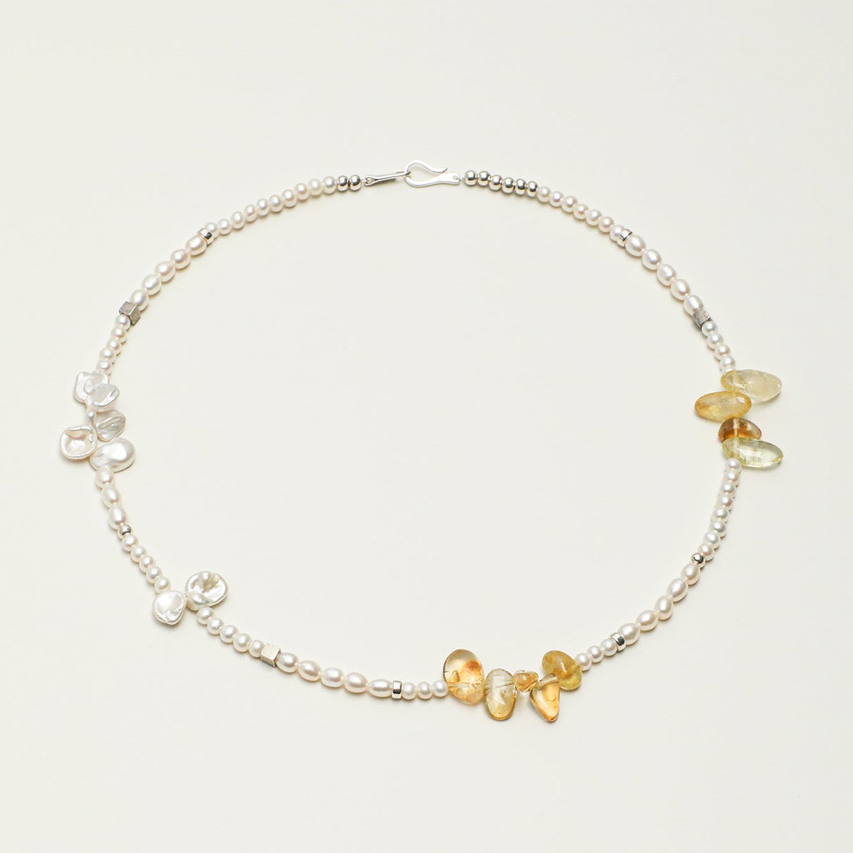 Natural Citrine Long Points and Freshwater Pearl Necklace