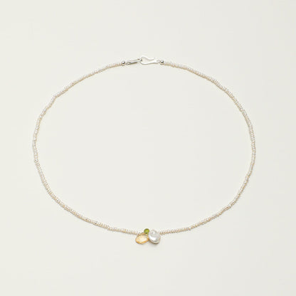 Natural Peridot and Citrine Drop Pearl Necklace