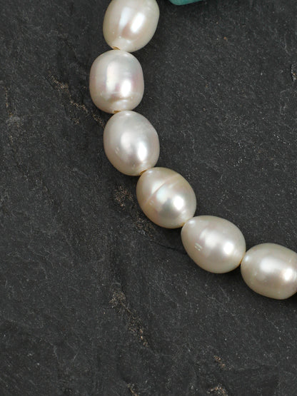 Natural Amazonite and Bi-Color Pearl Bracelet