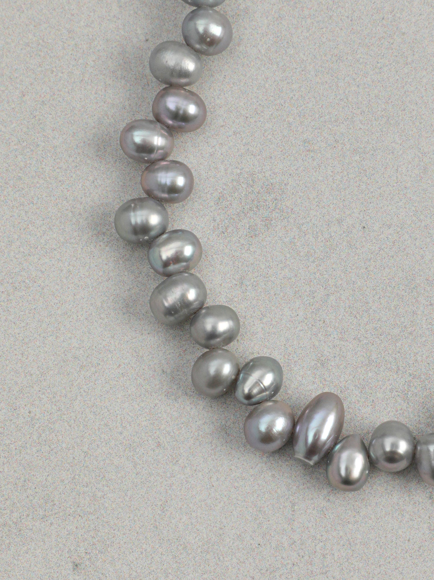 Natural Clear Quartz and Grey Baroque Pearl Bracelet