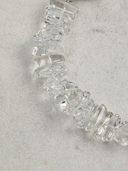 Natural Clear Quartz and Grey Baroque Pearl Bracelet