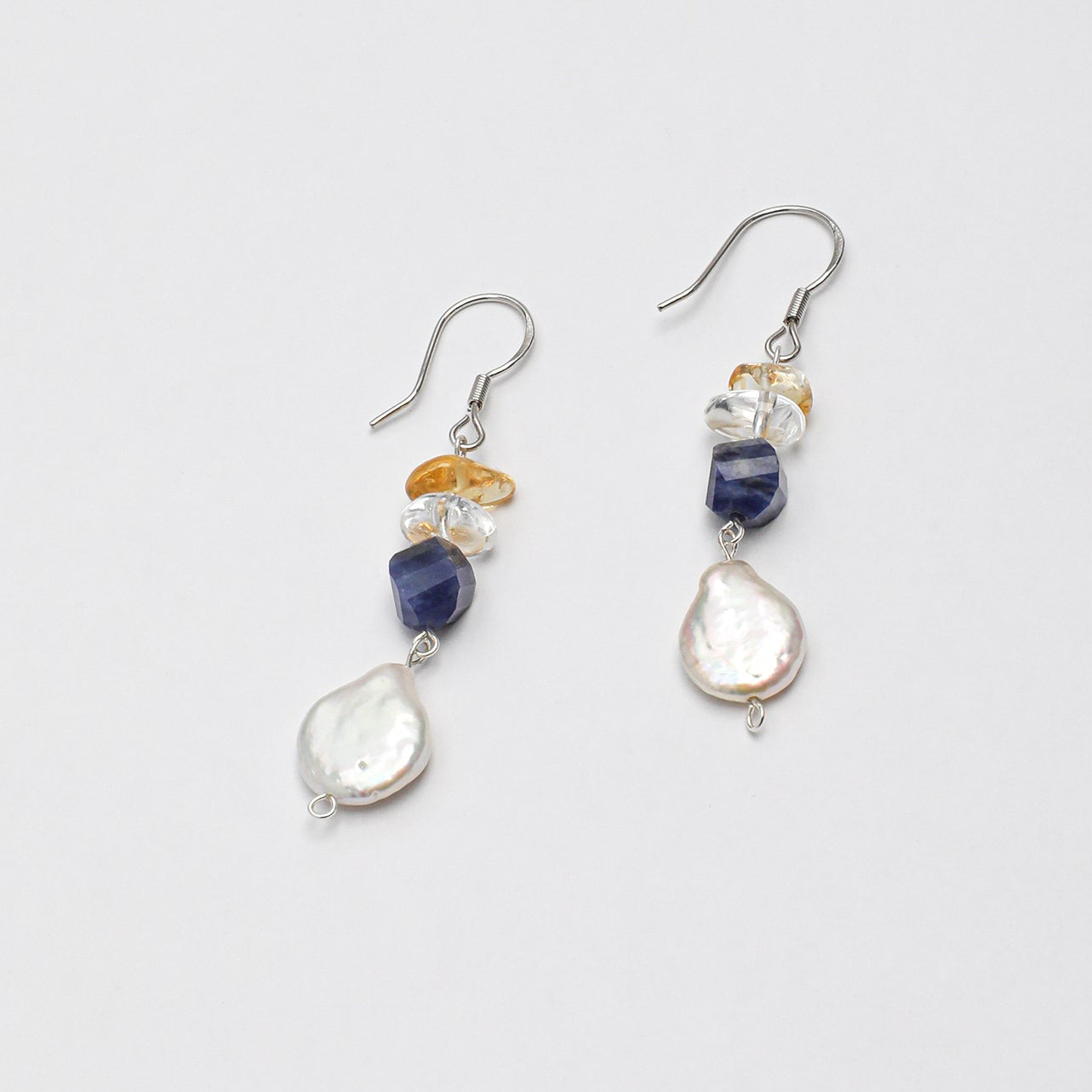 The Aqua Shadow Baroque Pearl & Sodalite Earrings