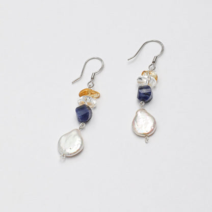 The Aqua Shadow Baroque Pearl & Sodalite Earrings